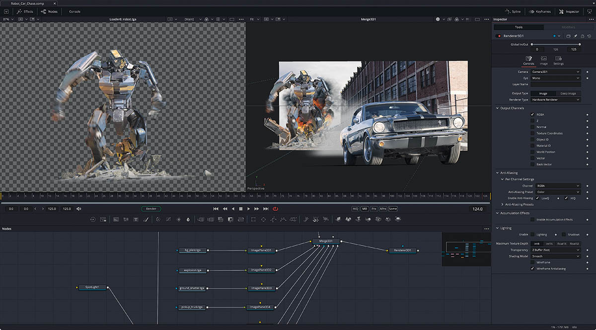 Fusion Studio 21 的节点式合成界面